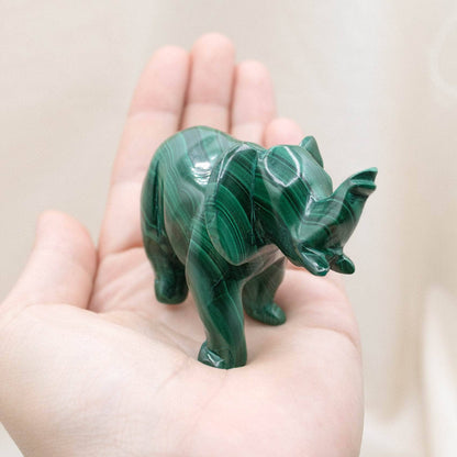 Genuine Malachite Elephants - Hand Carved - 1 of a Kind
