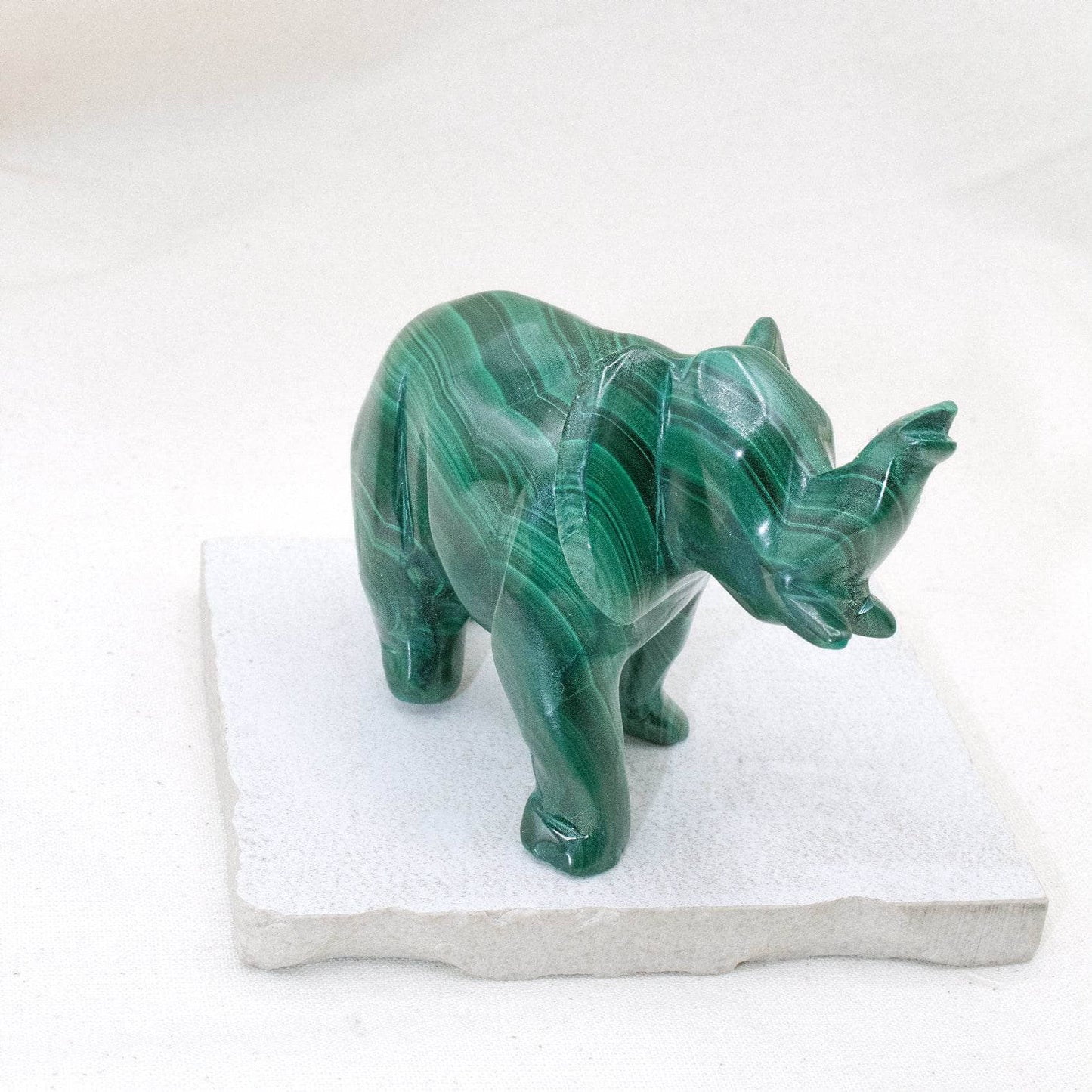 Genuine Malachite Elephants - Hand Carved - 1 of a Kind