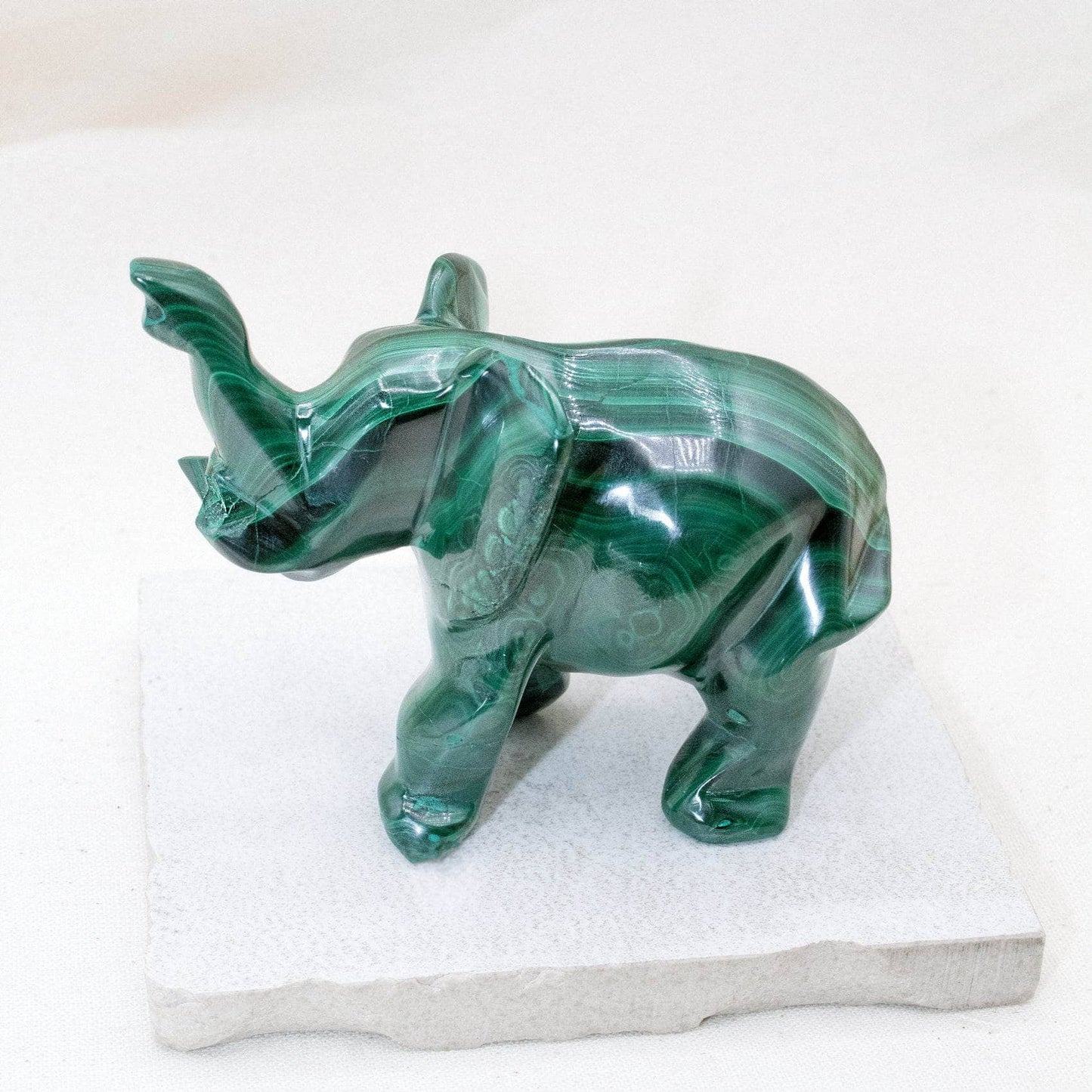 Genuine Malachite Elephants - Hand Carved - 1 of a Kind