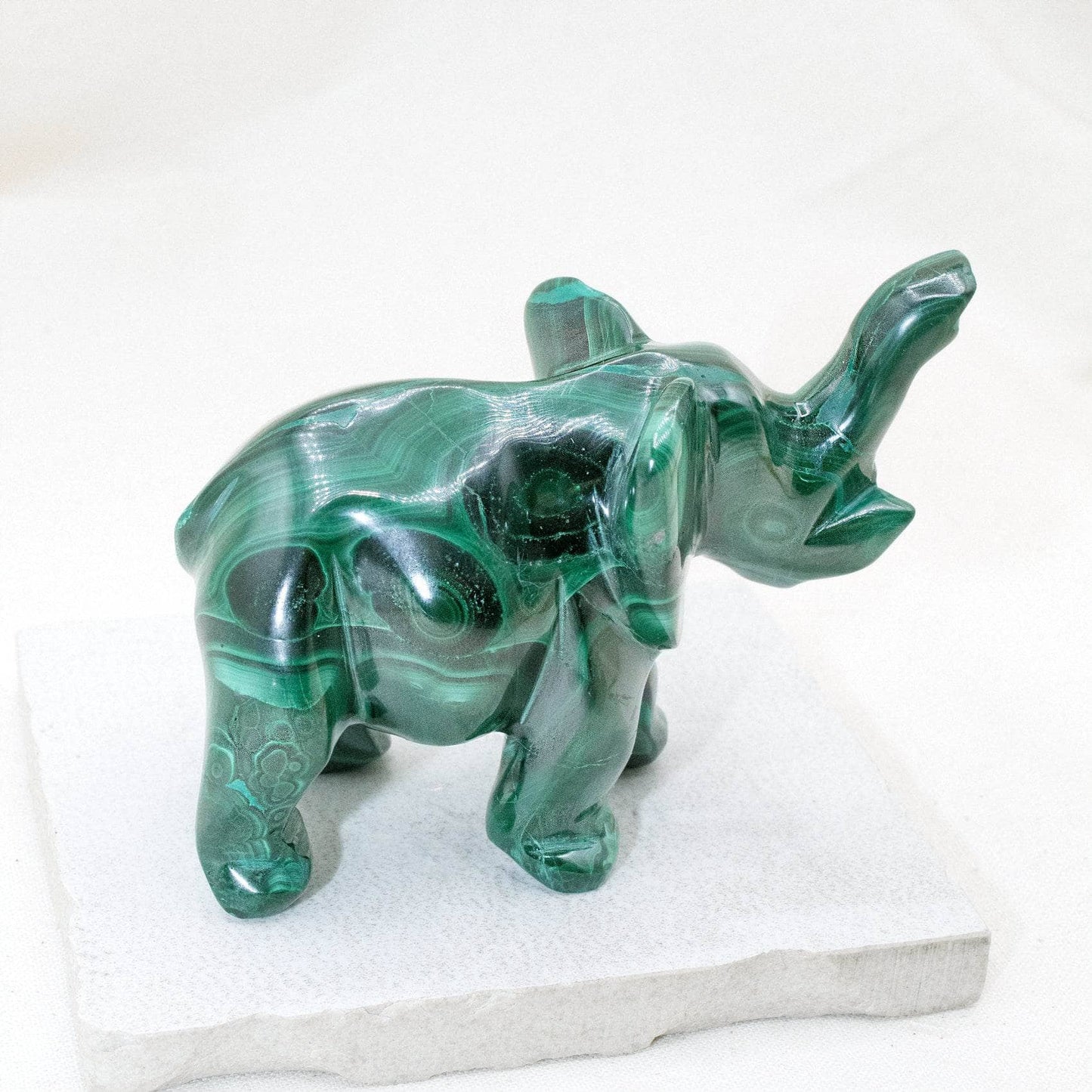 Genuine Malachite Elephants - Hand Carved - 1 of a Kind