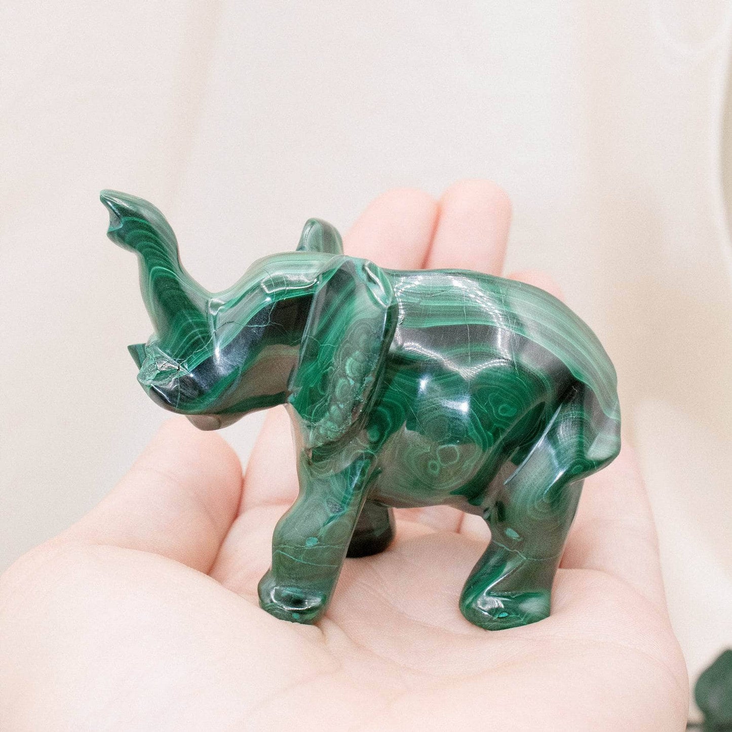 Genuine Malachite Elephants - Hand Carved - 1 of a Kind