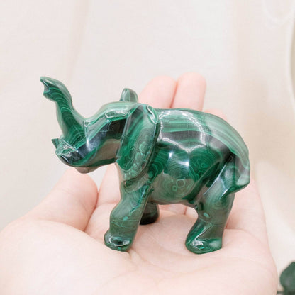 Genuine Malachite Elephants - Hand Carved - 1 of a Kind