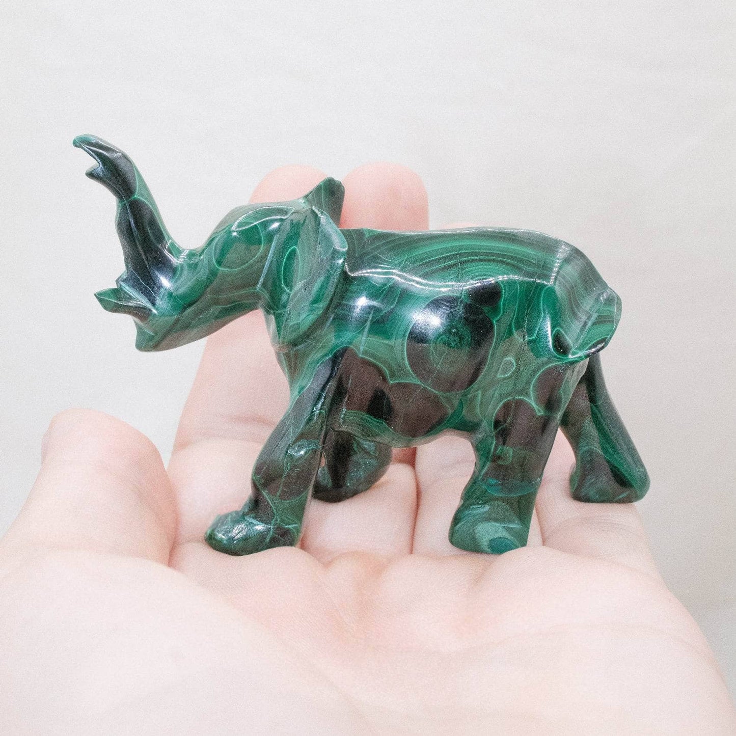 Genuine Malachite Elephants - Hand Carved - 1 of a Kind