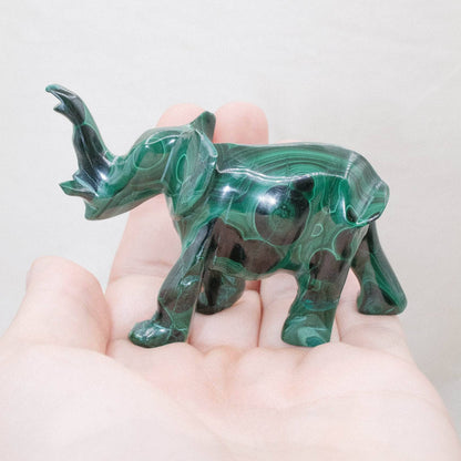 Genuine Malachite Elephants - Hand Carved - 1 of a Kind
