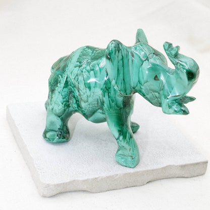 Genuine Malachite Elephants - Hand Carved - 1 of a Kind