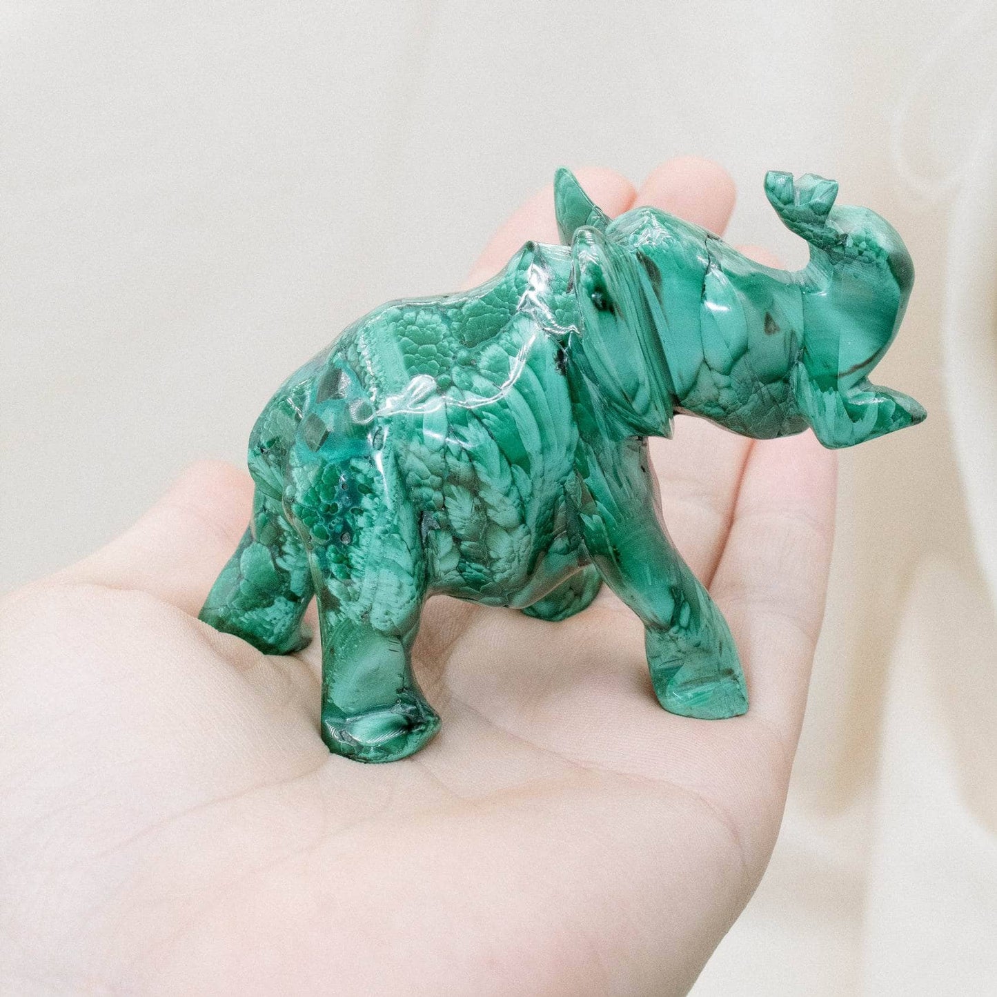 Genuine Malachite Elephants - Hand Carved - 1 of a Kind