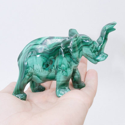 Genuine Malachite Elephants - Hand Carved - 1 of a Kind