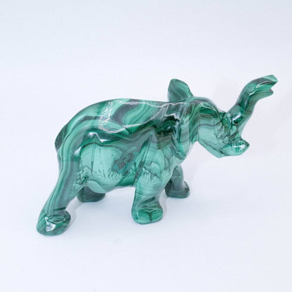 Genuine Malachite Elephants - Hand Carved - 1 of a Kind