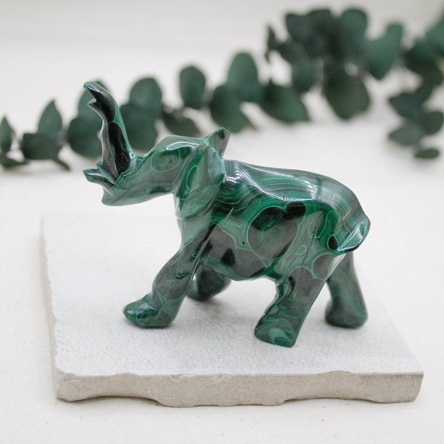 Genuine Malachite Elephants - Hand Carved - 1 of a Kind