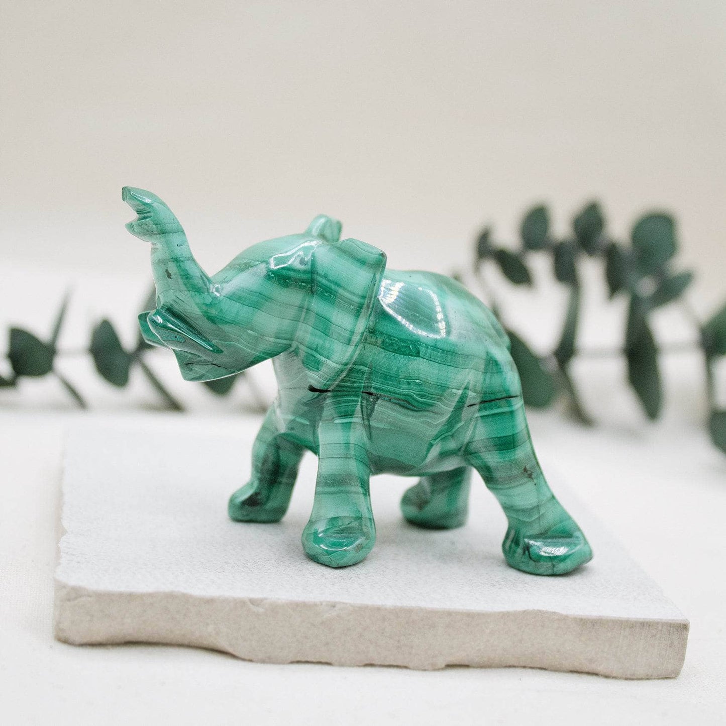 Genuine Malachite Elephants - Hand Carved - 1 of a Kind
