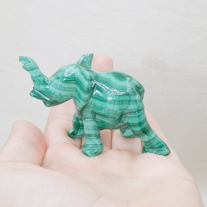 Genuine Malachite Elephants - Hand Carved - 1 of a Kind