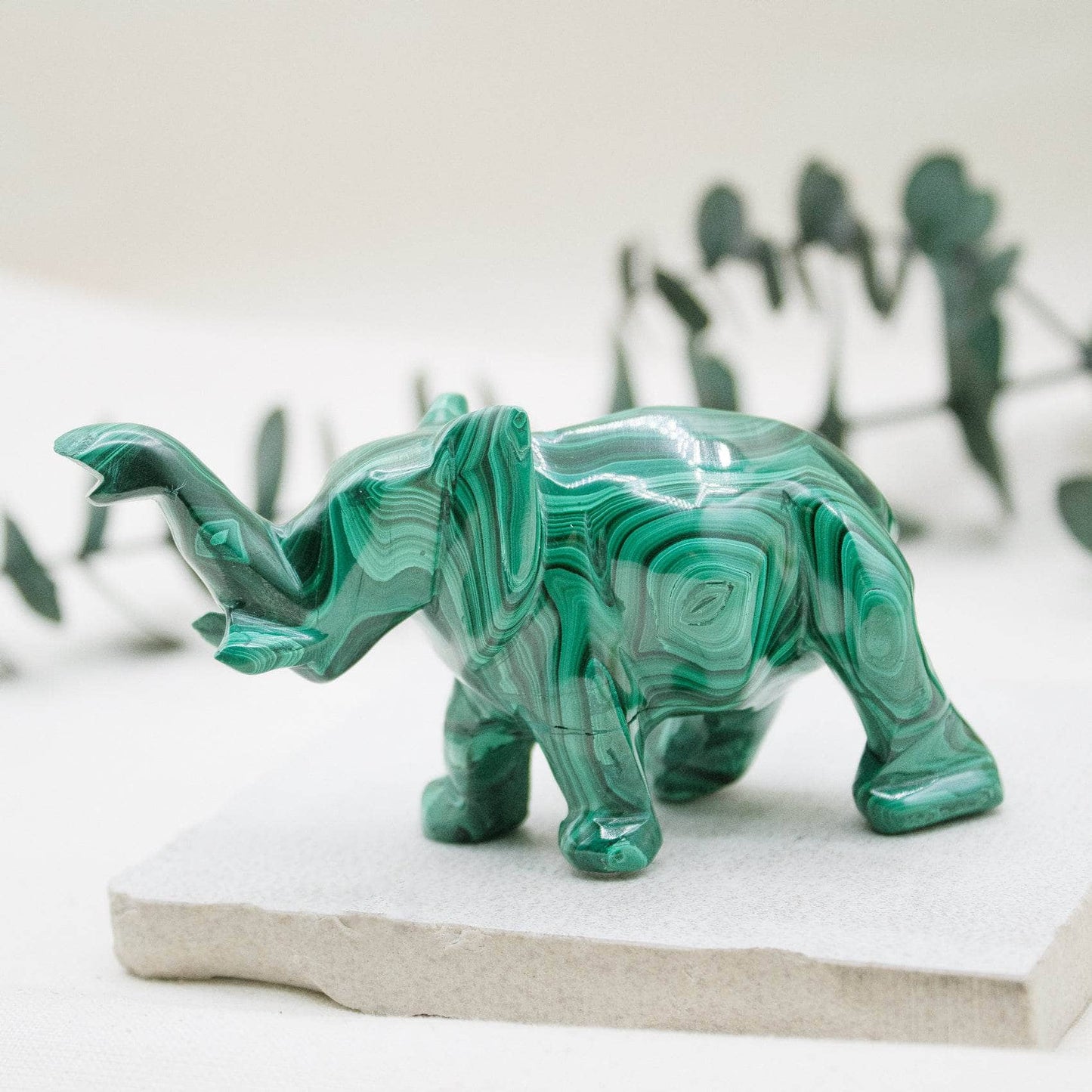 Genuine Malachite Elephants - Hand Carved - 1 of a Kind