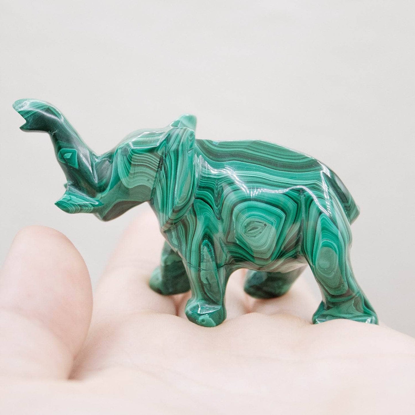 Genuine Malachite Elephants - Hand Carved - 1 of a Kind