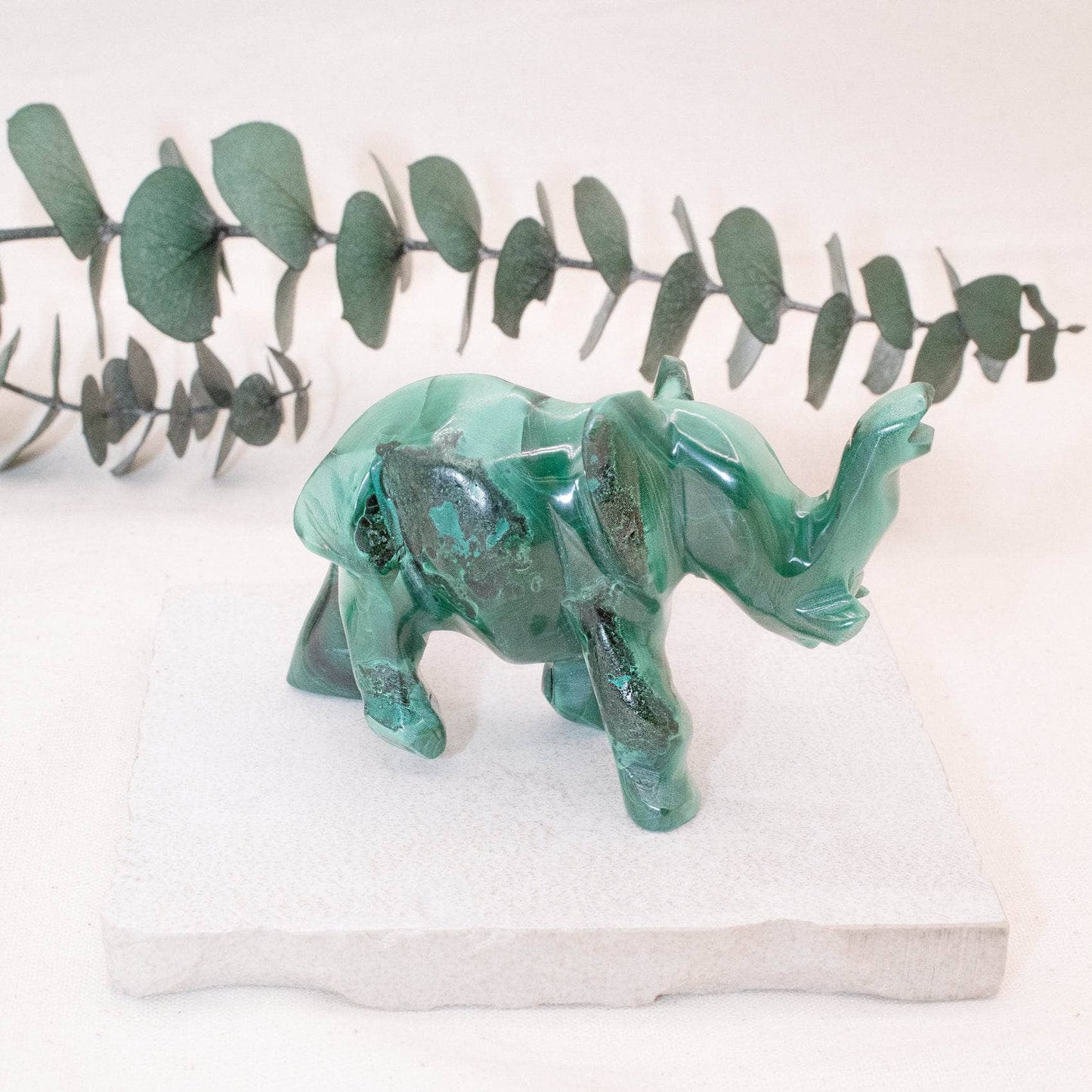 Genuine Malachite Elephants - Hand Carved - 1 of a Kind