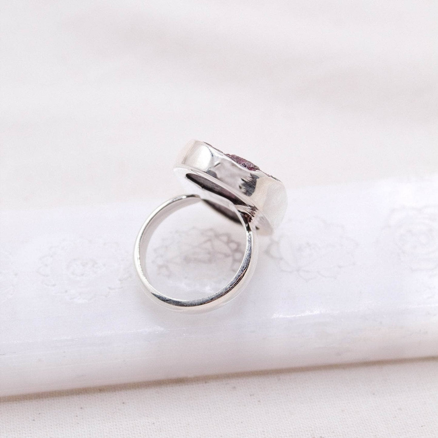 Rare Eudialyte Druzy Oval Adjustable Ring