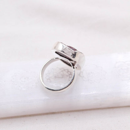 Rare Eudialyte Druzy Oval Adjustable Ring