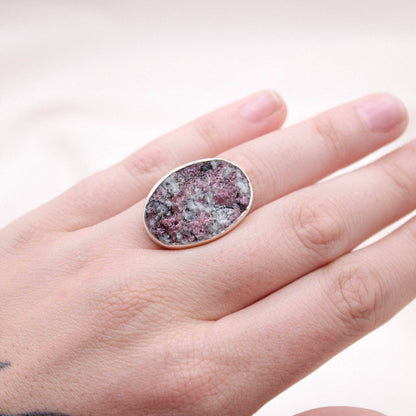 Rare Eudialyte Druzy Oval Adjustable Ring