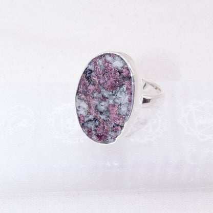 Rare Eudialyte Druzy Oval Adjustable Ring