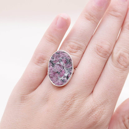 Rare Eudialyte Druzy Oval Adjustable Ring