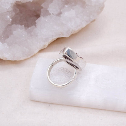 Rare Eudialyte Druzy Adjustable Teardrop Ring