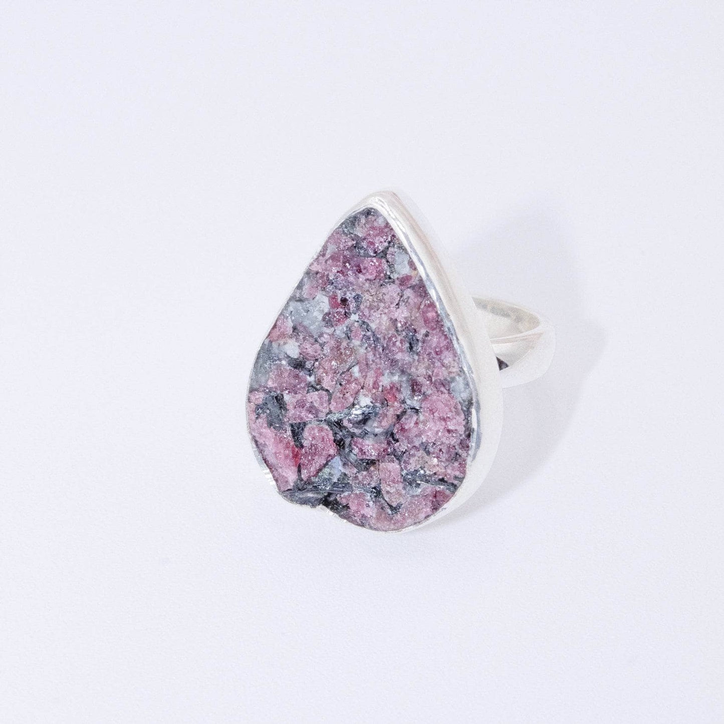 Rare Eudialyte Druzy Adjustable Teardrop Ring