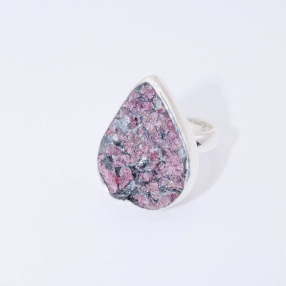 Rare Eudialyte Druzy Adjustable Teardrop Ring