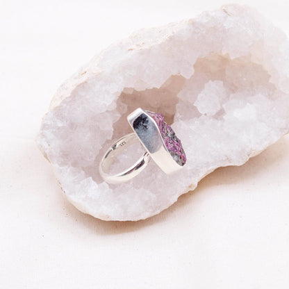 Rare Eudialyte Druzy Adjustable Teardrop Ring