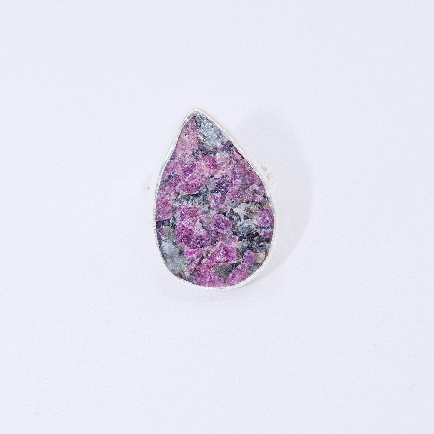 Rare Eudialyte Druzy Adjustable Teardrop Ring