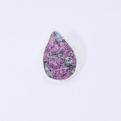 Rare Eudialyte Druzy Adjustable Teardrop Ring