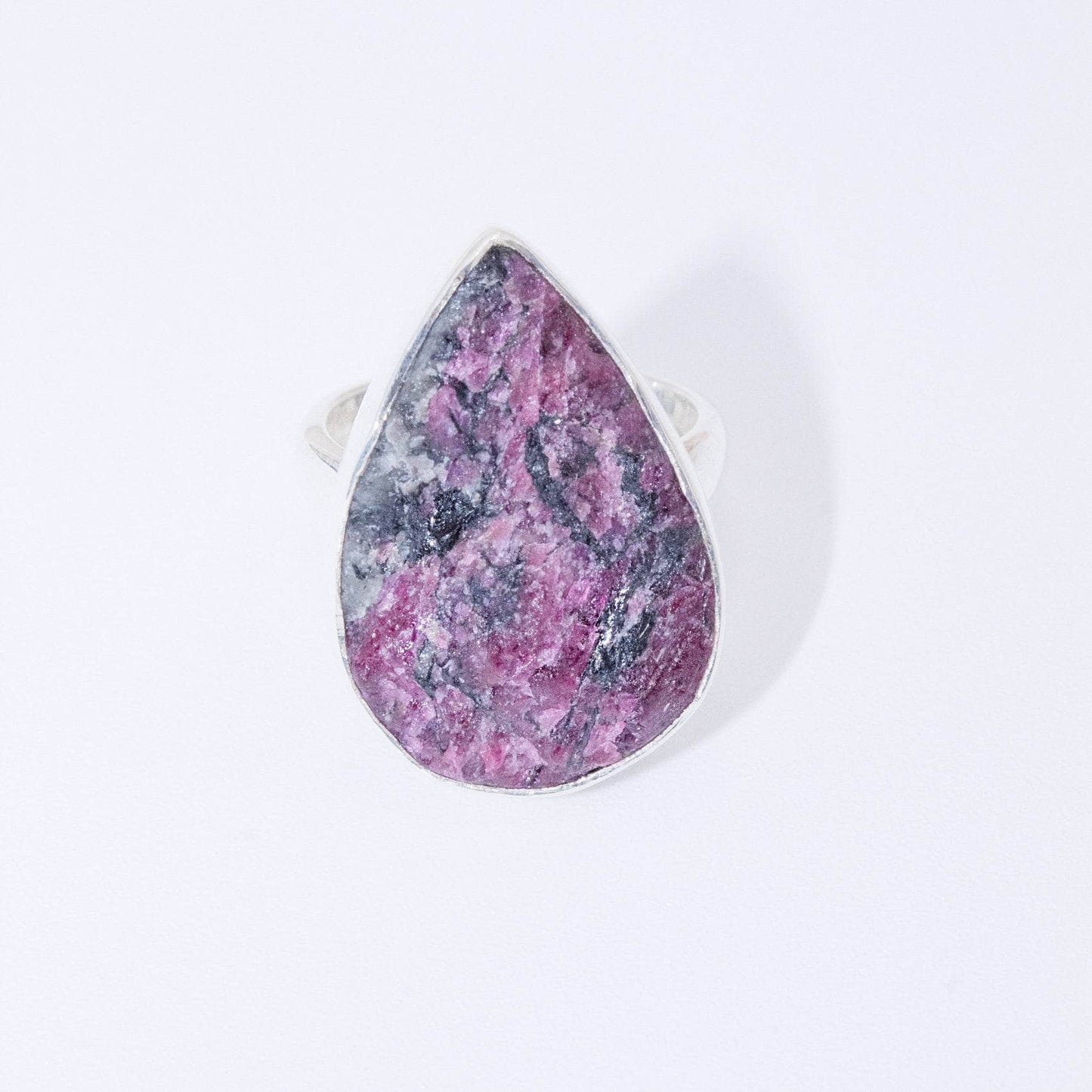 Rare Eudialyte Druzy Adjustable Teardrop Ring