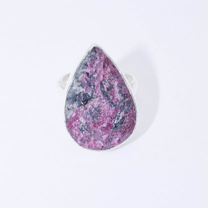 Rare Eudialyte Druzy Adjustable Teardrop Ring