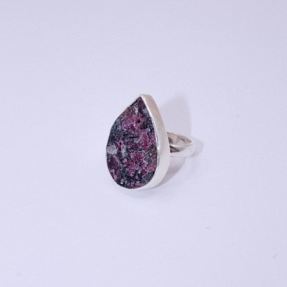 Rare Eudialyte Druzy Adjustable Teardrop Ring