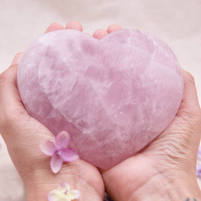 Rose Quartz Hearts - Large - AAA Premium Quality