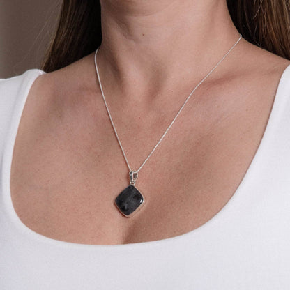 Labradorite Diamond Pendant Necklace