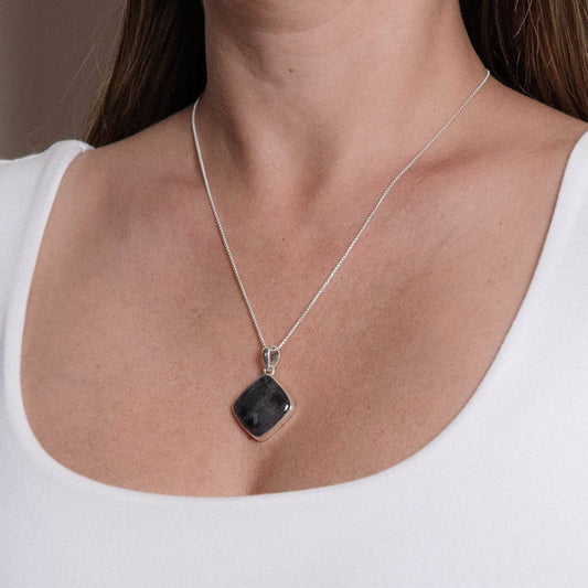 Labradorite Diamond Pendant Necklace