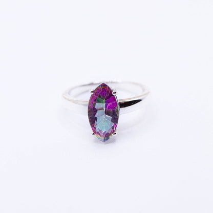 Rare Mystic Topaz Diamond Cut Ring