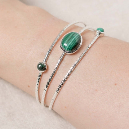 Genuine Malachite Sterling Silver Bracelet