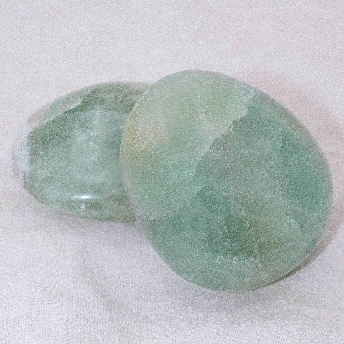 Green Fluorite Palm Stones - AAA Premium Quality