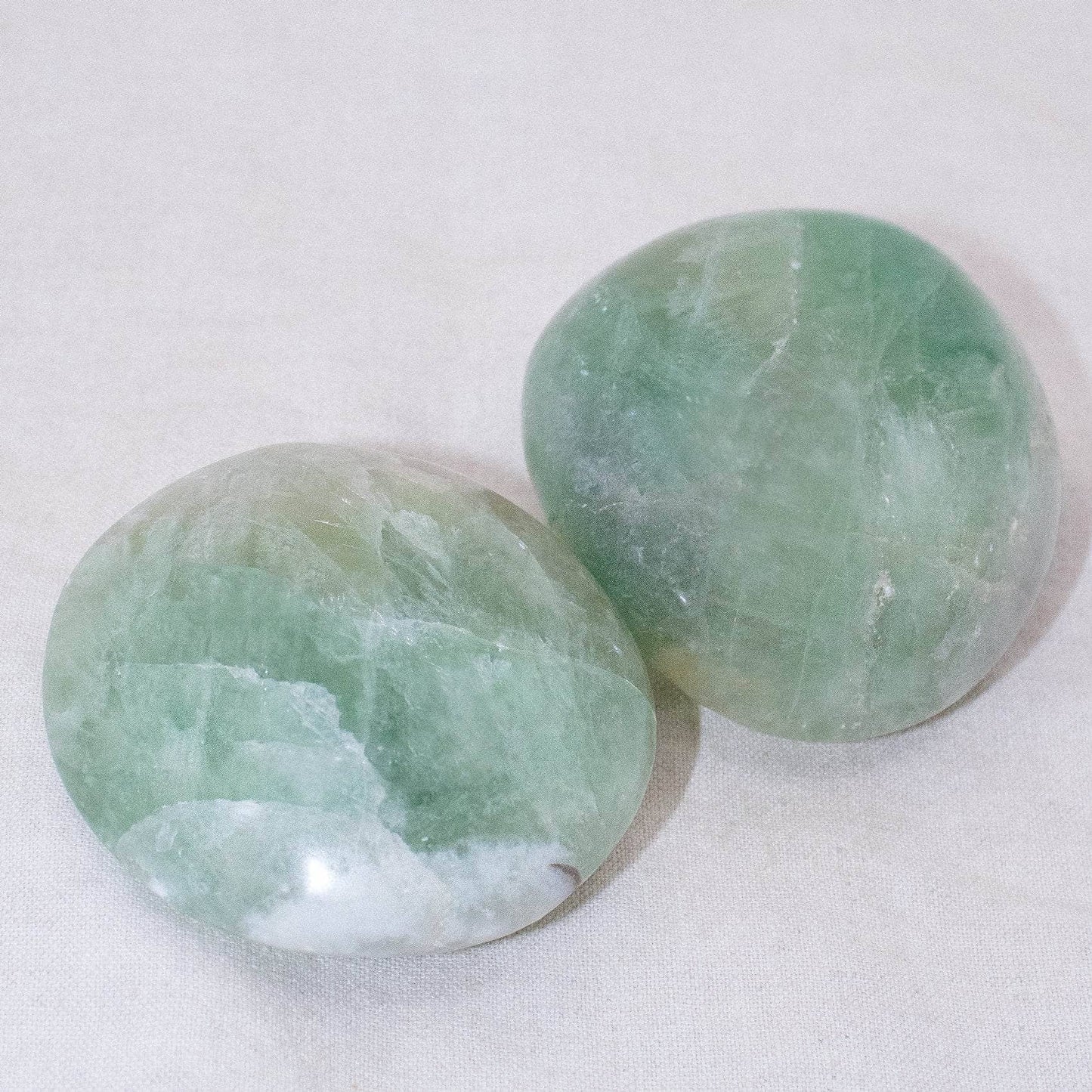 Green Fluorite Palm Stones - AAA Premium Quality