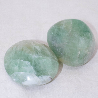 Green Fluorite Palm Stones - AAA Premium Quality