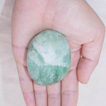Green Fluorite Palm Stones - AAA Premium Quality