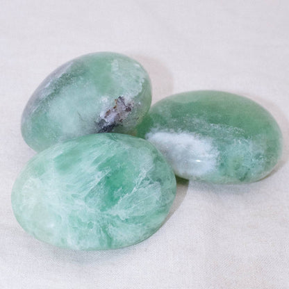 Green Fluorite Palm Stones - AAA Premium Quality