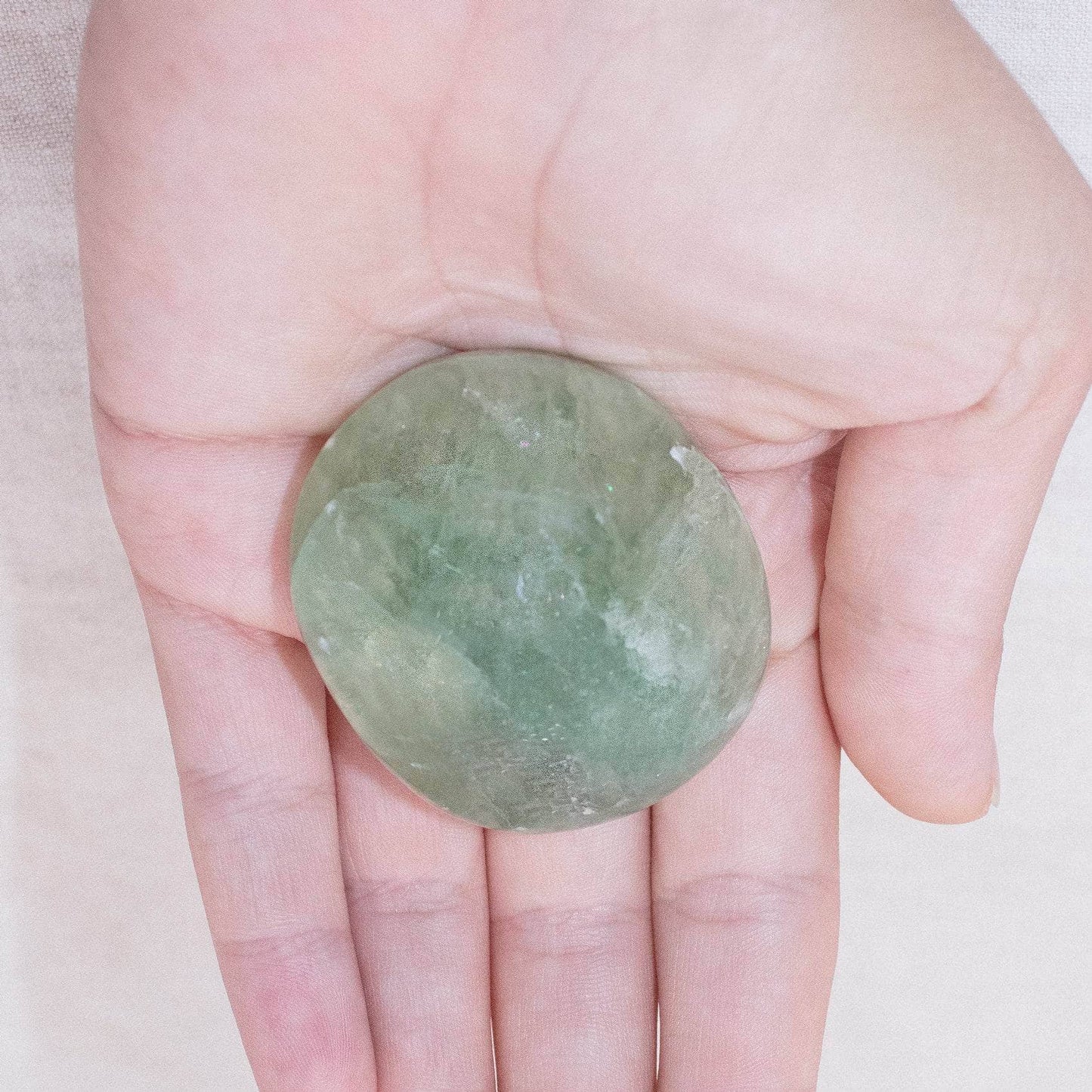 Green Fluorite Palm Stones - AAA Premium Quality