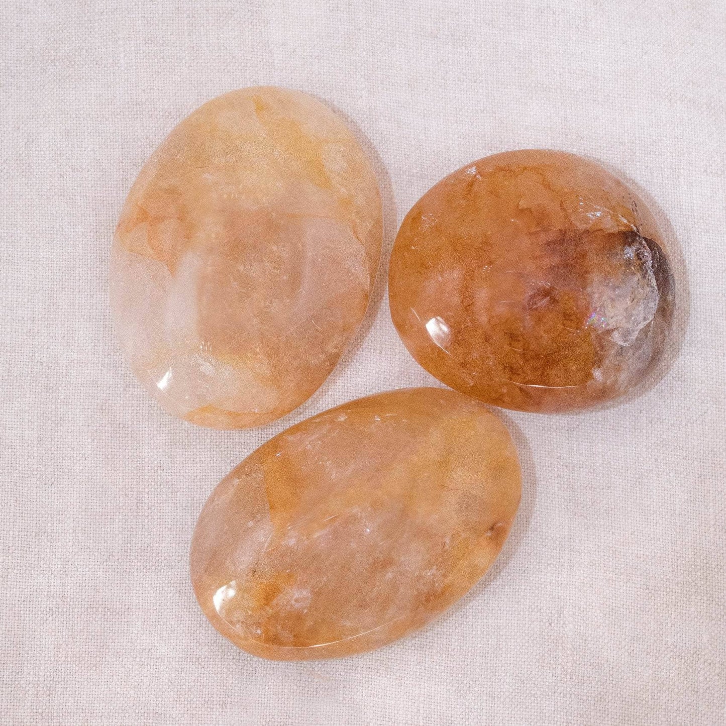 Yellow Hematoid Quartz Palm Stones - AAA Premium Quality