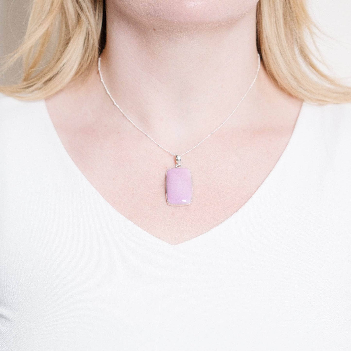 Rare Phosphosiderite Rectangle Pendant Necklace