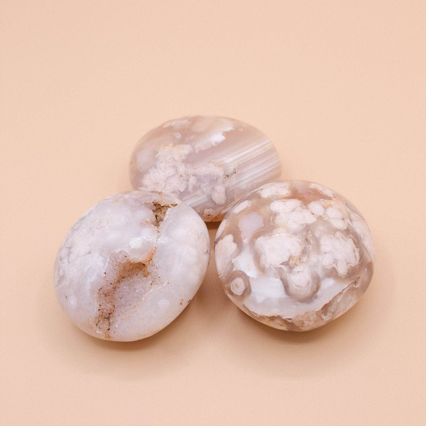 Natural Flower Agate Palm Stones - AAA Premium Quality
