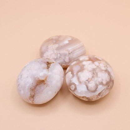 Natural Flower Agate Palm Stones - AAA Premium Quality