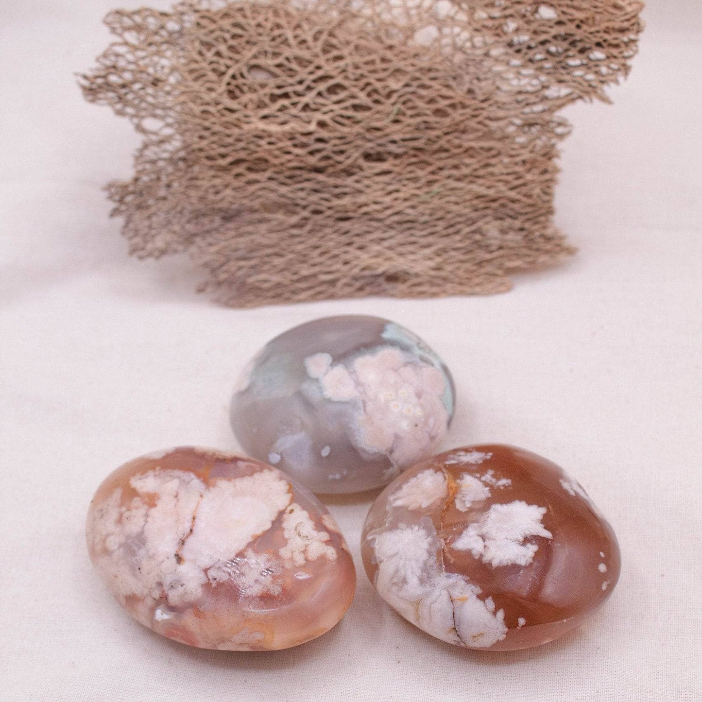Natural Flower Agate Palm Stones - AAA Premium Quality