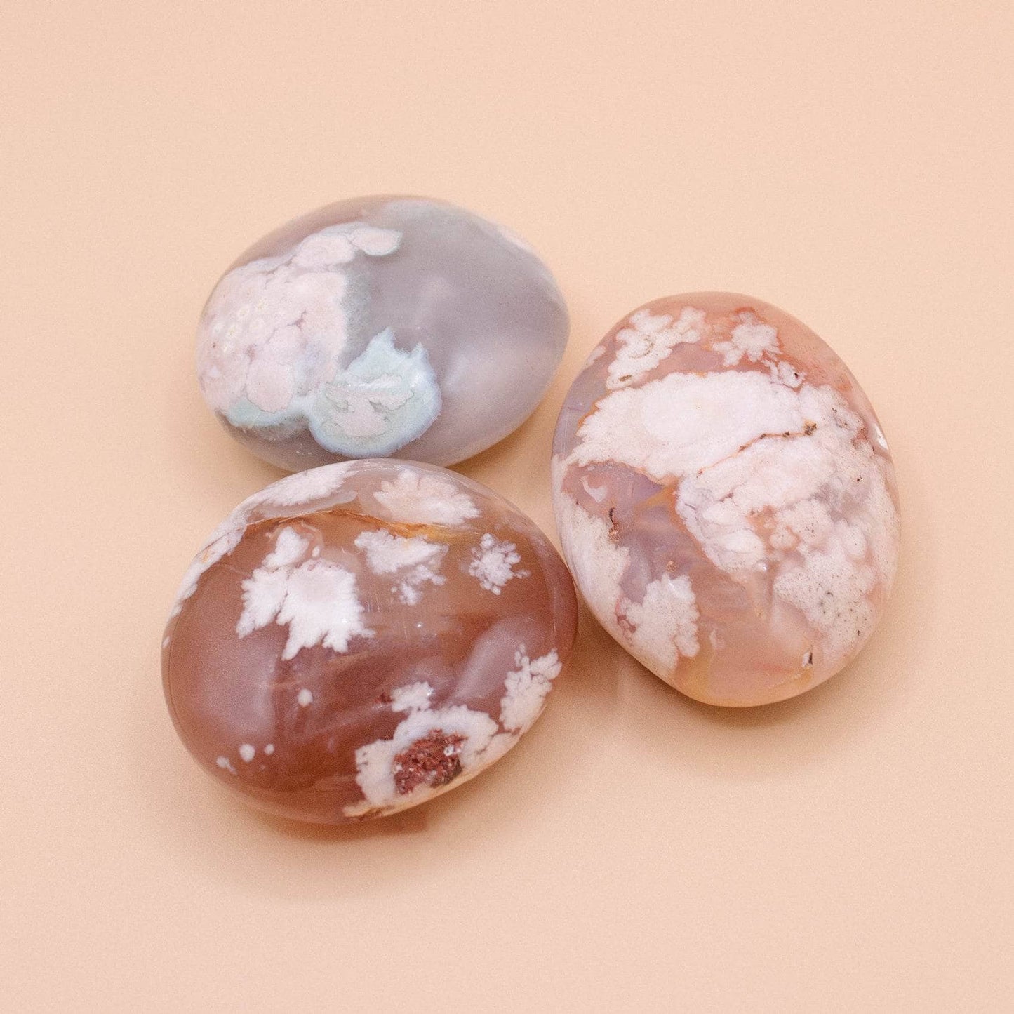 Natural Flower Agate Palm Stones - AAA Premium Quality