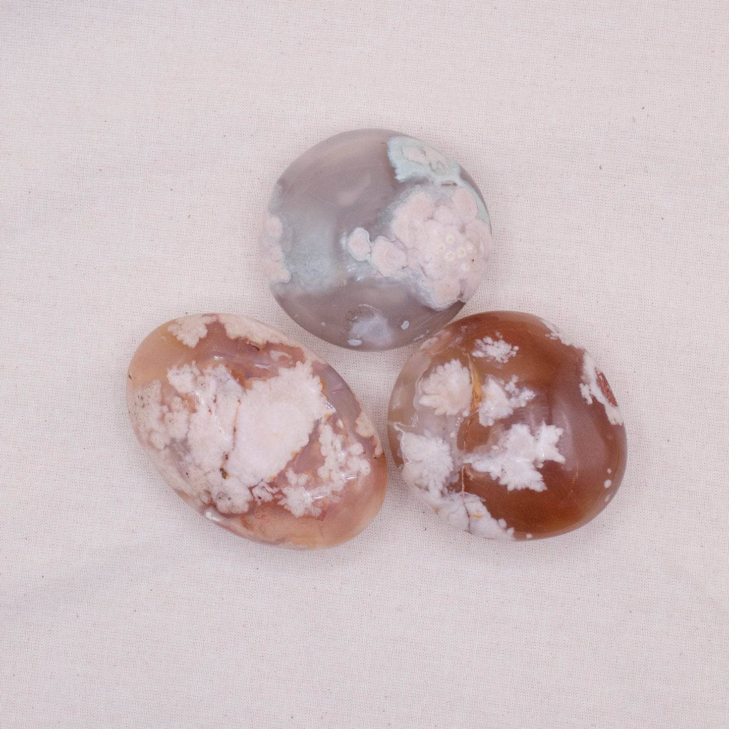 Natural Flower Agate Palm Stones - AAA Premium Quality